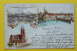 Preview: Ansichtskarte Gruß aus Basel / Ortsansicht mit Münster / 1900 / Fabrik von Hoffmann Stärkefabriken Salzuflen Detuschland / Litho
